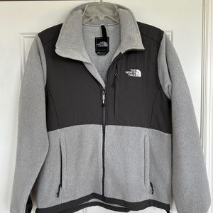 North face Womens fleece zip jacket, gray, size medium.